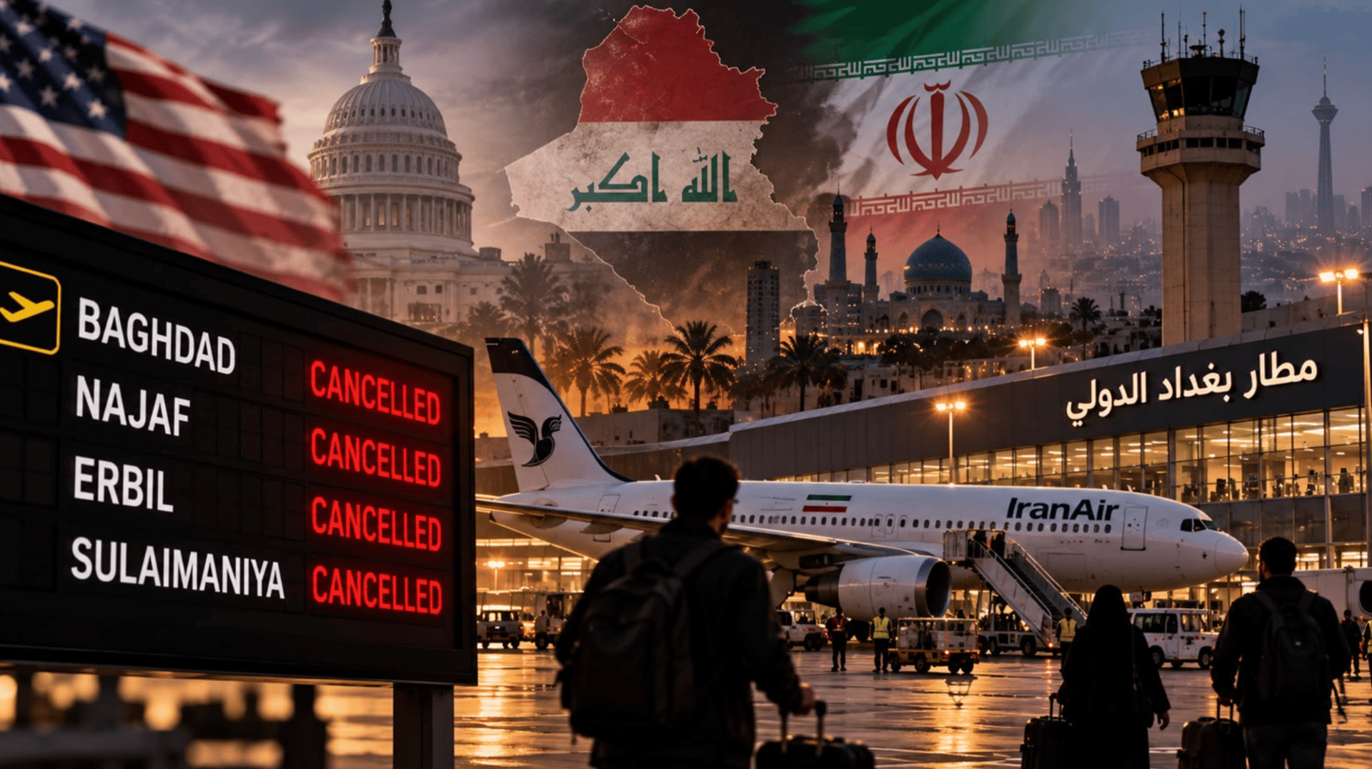 واشنطن تمنع وطهران تضغط.. العراق عالق عند بوابات المطارات